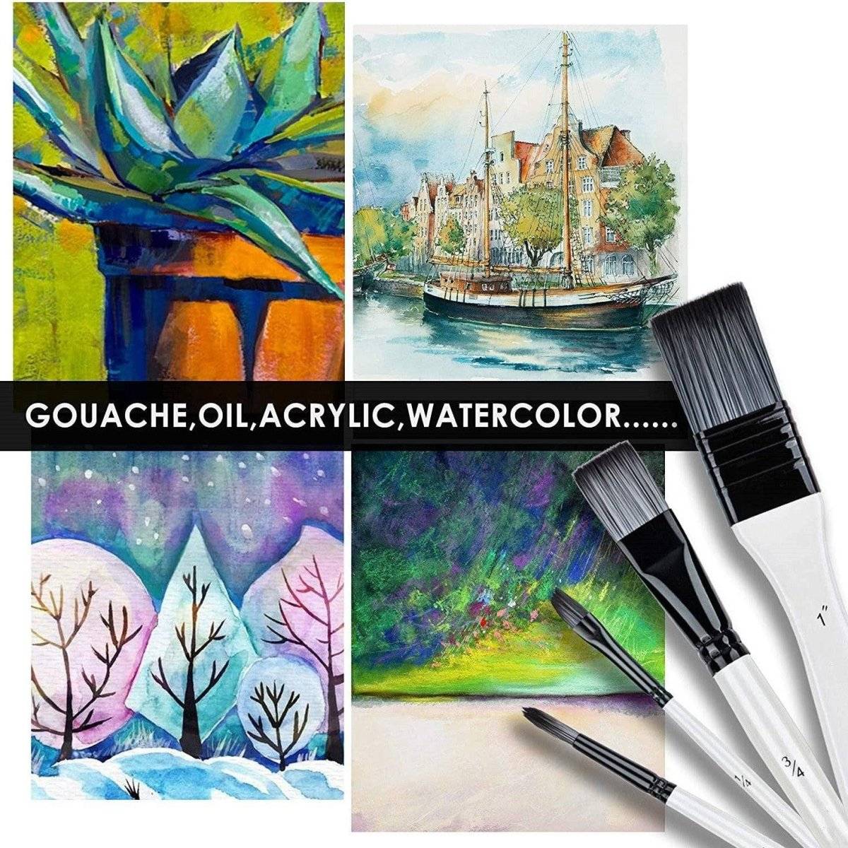 10 - Piece Nylon Feather Brush Set for Oil Painting - DiyCraftsProject