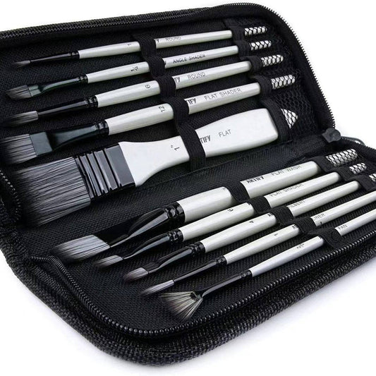 10 - Piece Nylon Feather Brush Set for Oil Painting - DiyCraftsProject