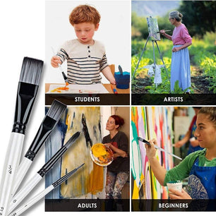 10 - Piece Nylon Feather Brush Set for Oil Painting - DiyCraftsProject