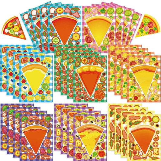 8 Pieces Creative Cartoon Gourmet Pizza Puzzle Stickers - DiyCraftsProject