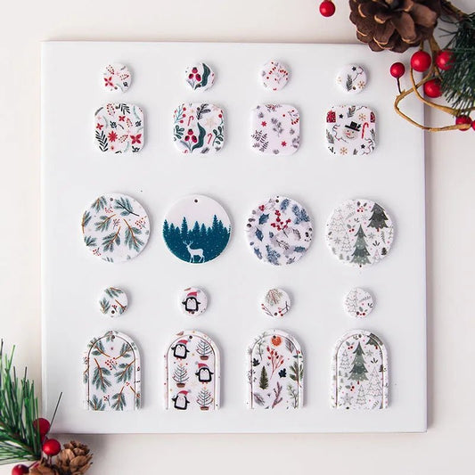 Christmas polymer clay water transfer paper sheet with festive motifs