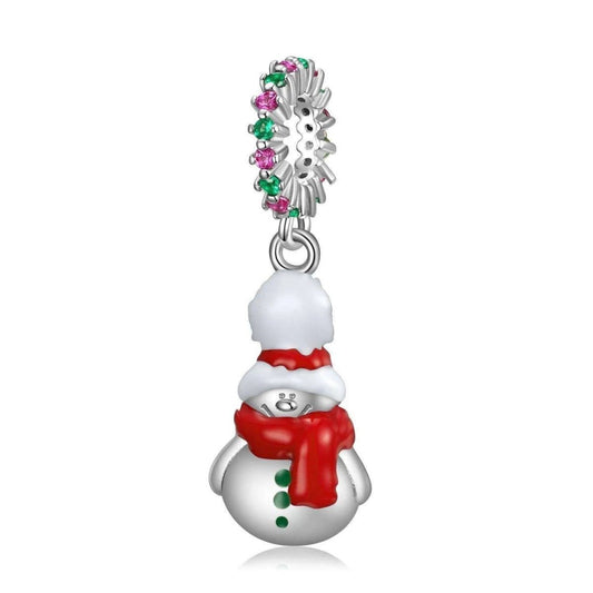 Christmas Snowman Pendant S925 Sterling Silver Enamel Bracelet Necklace Diy Accessories - DiyCraftsProject