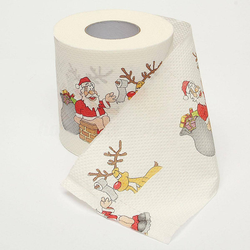 a roll of toilet paper with a christmas scene on it