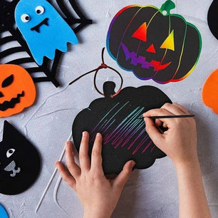 DIY Halloween Crafts Scratch Painting – 24 Pieces Fun Pumpkin - Themed Craft for Kids - DiyCraftsProject