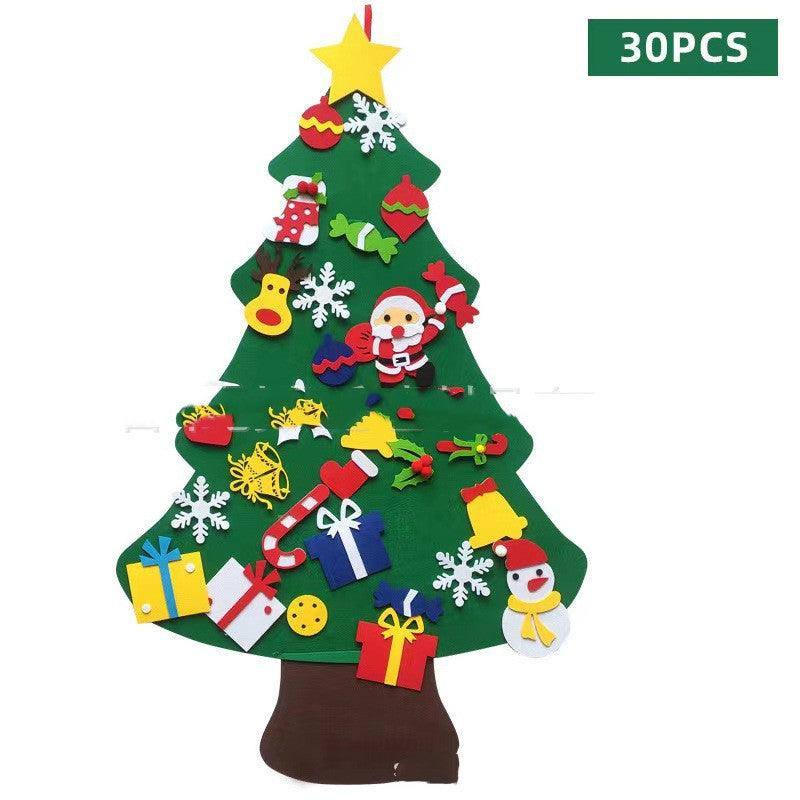 a christmas tree made out of felt on a white background