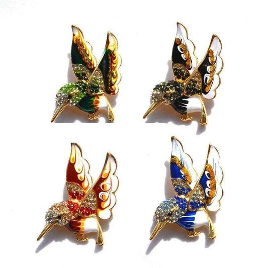 Hummingbird Glass Beaded Brooch - 4.3cm x 3.8cm - Hummingbird Jewelry - DiyCraftsProject