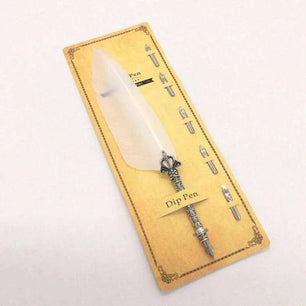 Japanese Feather Dip Pen Set with 5 Spare Nibs - Calligraphy Kit (24cm Length) - DiyCraftsProject