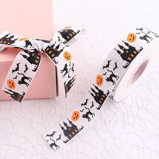 Printed Halloween Ribbon – Ribbed Halloween Pattern Ribbons for Gift Wrapping - DiyCraftsProject
