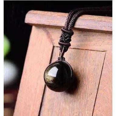 Real Obsidian Round Pendant Necklace - Healing Crystal Jewelry - DiyCraftsProject