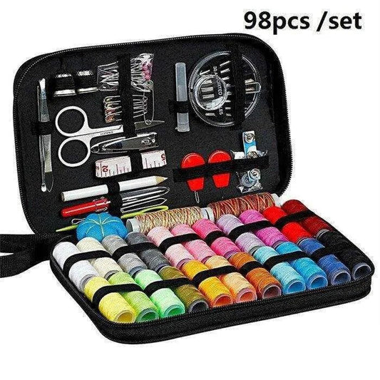 Sewing Kit 98pcs - Portable Set with Threads, Needles, Buckles, and More - DiyCraftsProject