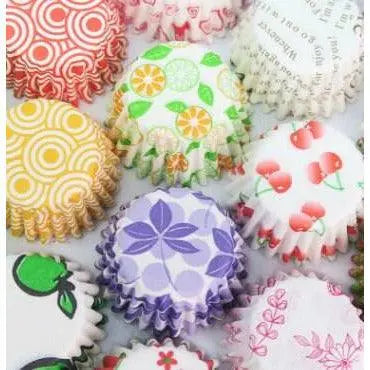 100pcs Cupcake Liners Floral Cupcake Liners Sweet Cherry Cupcake Wrappers Hearts Fruits Baking Cups Paper Muffin Candies Cups Party Supplies