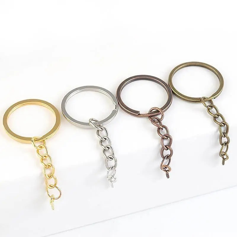 20pcs Key Ring with Chain Stainless Steel Keychain with Ring Keychains in Brass Gold Silver Bronze Jump Rings Bulk Split Key Ring