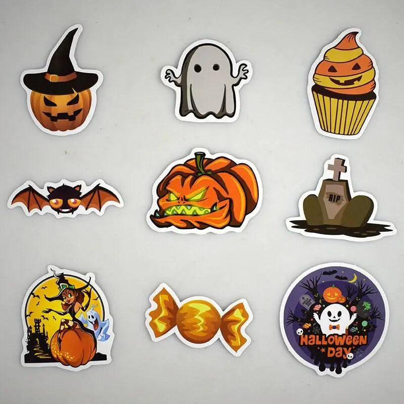 25pc Happy Halloween Stickers Pack Fall Halloween Party Spooky Pumpkin Kawaii Holiday Witch Horror Scrapbook Stationery Laptop Vinyl Sticker