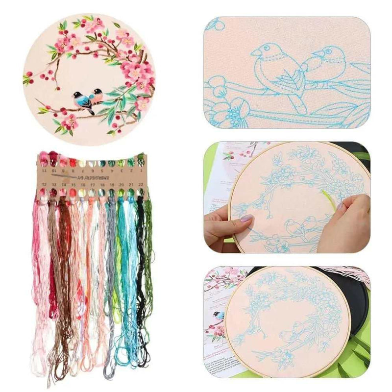 Animals Embroidery Kit Animal Pattern Embroidery Sets DIY Embroidery Starter Kits Punch Needle Tools Needle Crafting Sets Floral Embroidery