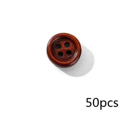 Brown Button Wooden Buttons 4 Hole Button For Sewing Scrapbook Supplies Buttons For Coat Doll Making Supply 50pc