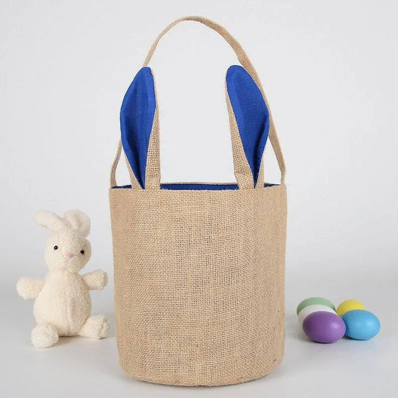 Bunny ears bag jute burlap Easter basket for kids
