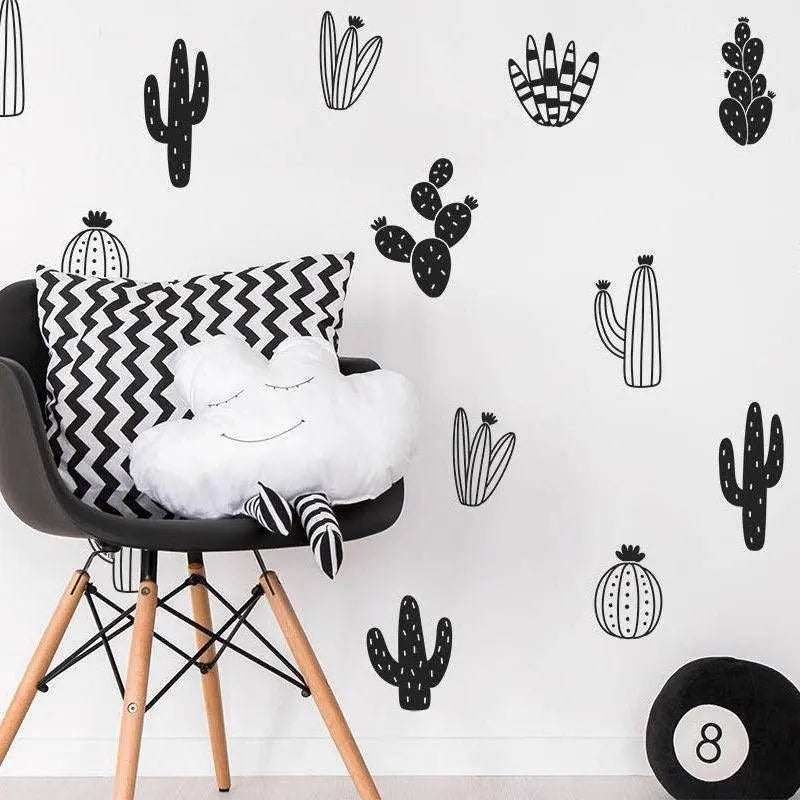 Cactus Plant Wall Decal Kids Room Cute Home Decor Wall Sticker