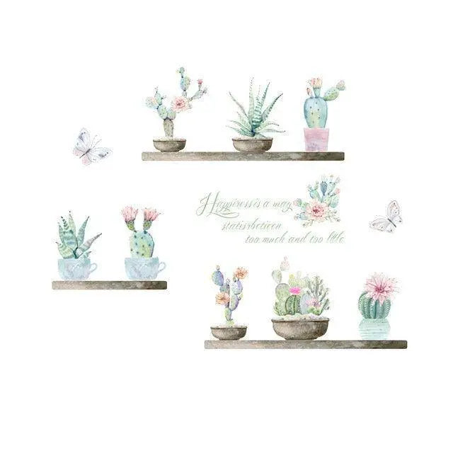 Cactus Wall Decal 1 x Succulent Wall Sticker Set for Kids Room Boys Room Decor Nursery Wall Decal Plant Sticker Watercolor Cactus Decor