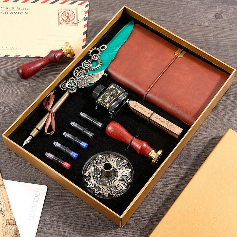 Calligraphy Feather Pen Set With Journal And Wax Seal