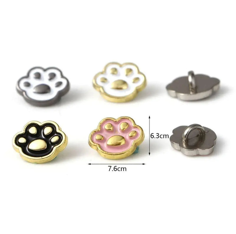 Cat Paw Buttons Cute Metal Button For Coats DIY Dollmaking Sewing Supplies Garment Accessories 20pcs