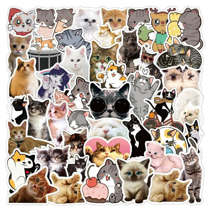 Cat Sticker Pack Cute Cat Stickers Scrapbook Stickers Black Cat Stickers