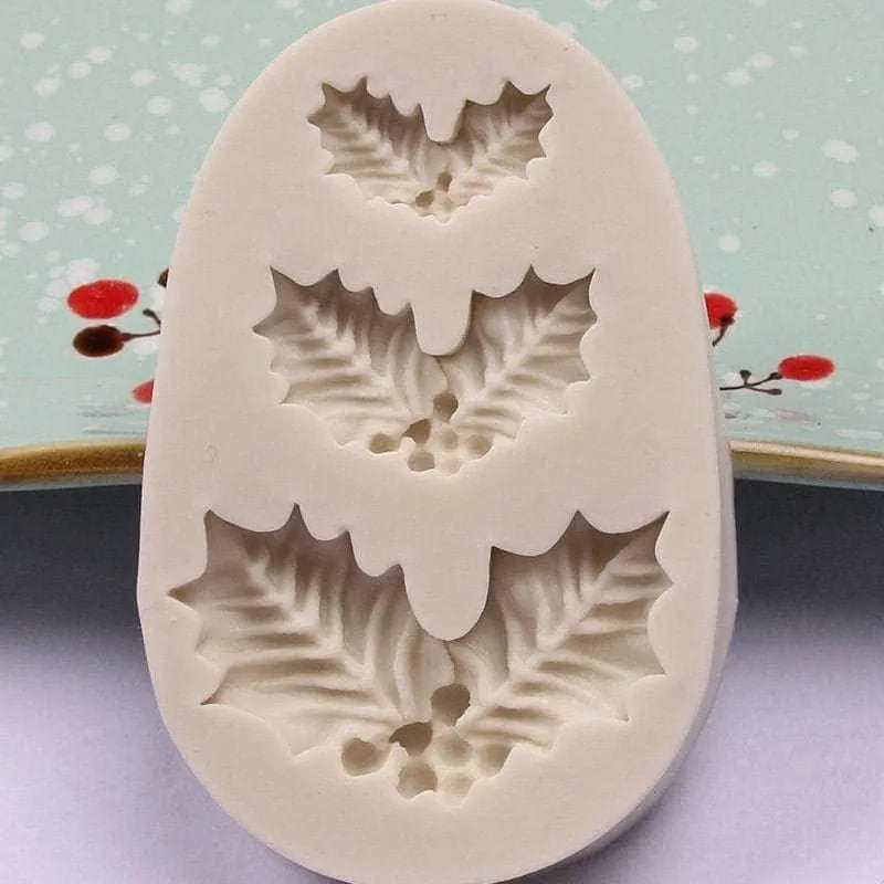 Christmas Holly Mold Cake Fondant Mould Candy Silicone Molds Chocolate Moulds Baking Accessories Kitchen Supplies