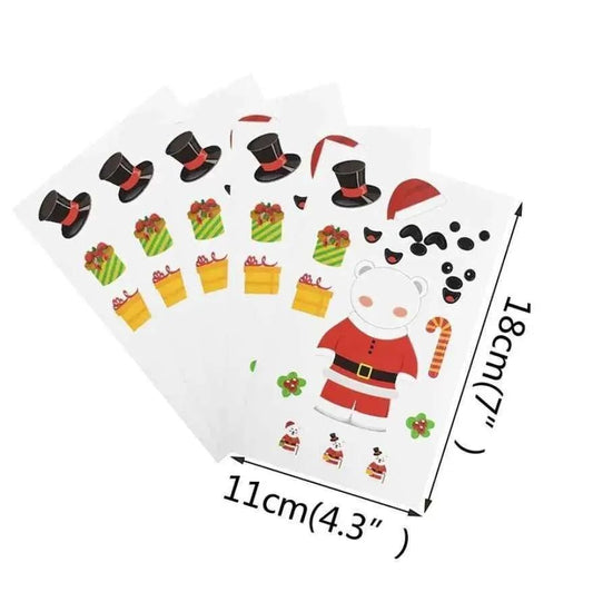 Christmas Sticker DIY Sticker Sheet for Kids, 6 Styles, 11cm x 18cm - DiyCraftsProject