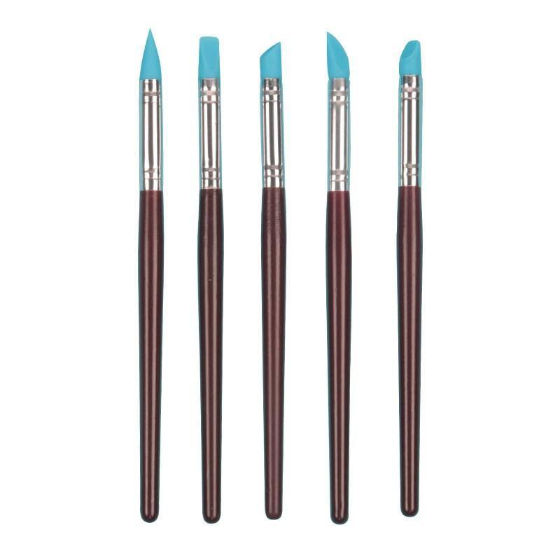 Clay Pens Sculpting Tool Wooden Sticks Blue Head Silicone Pens For Clay Indenting
