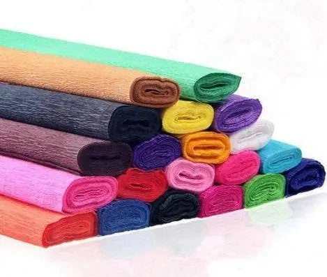 Colored Crepe Paper Roll for Flower Making Wrinkle Paper Gift Wrapping Packing Paper