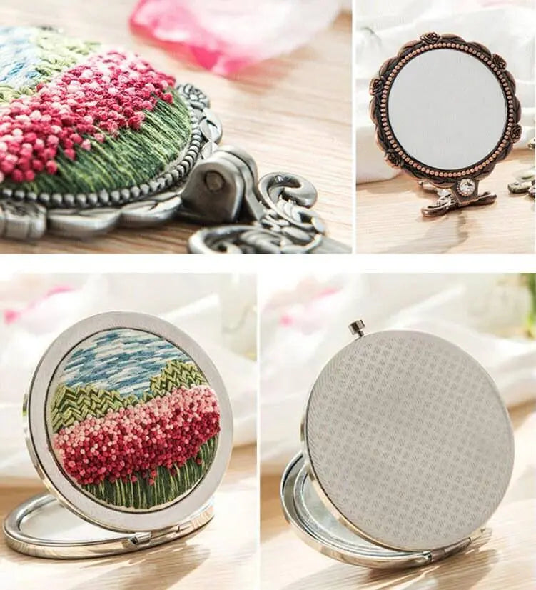 Compact Mirror Diy Embroidery Kit Circle Mirror Decorative Mirror Diy
