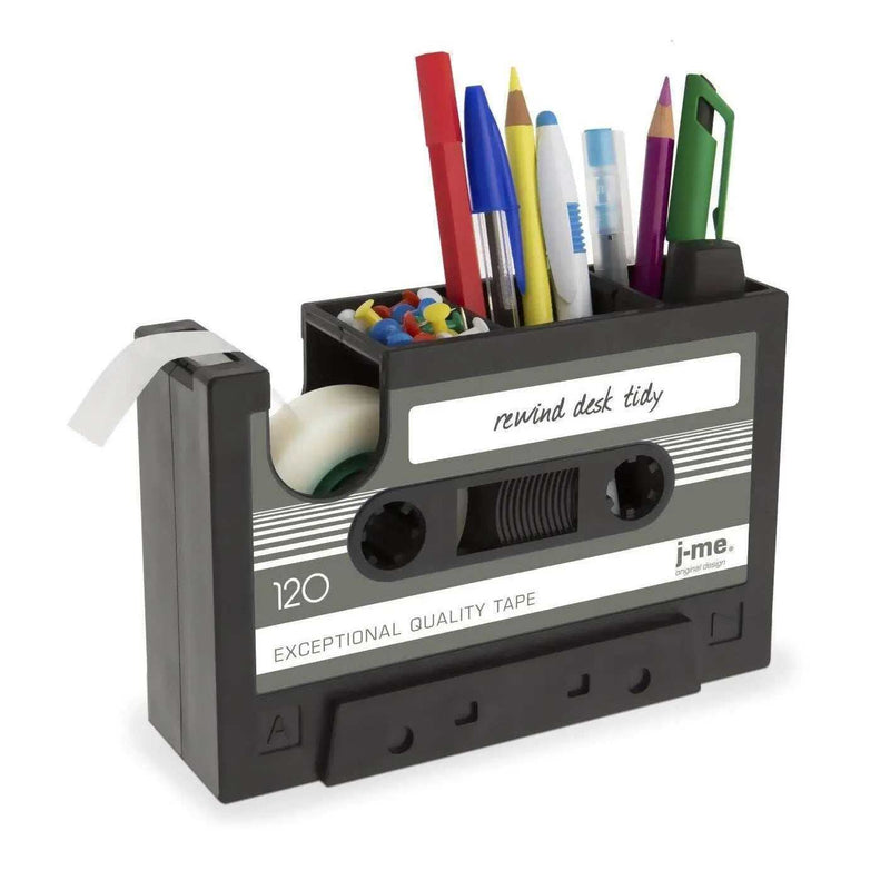 Desk Organizer Cassette Tape Dispenser Pen Holder Retro Decor