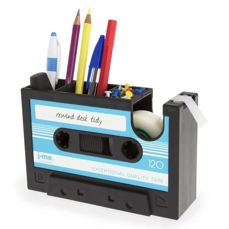 Desk Organizer Cassette Tape Dispenser Pen Holder Retro Decor