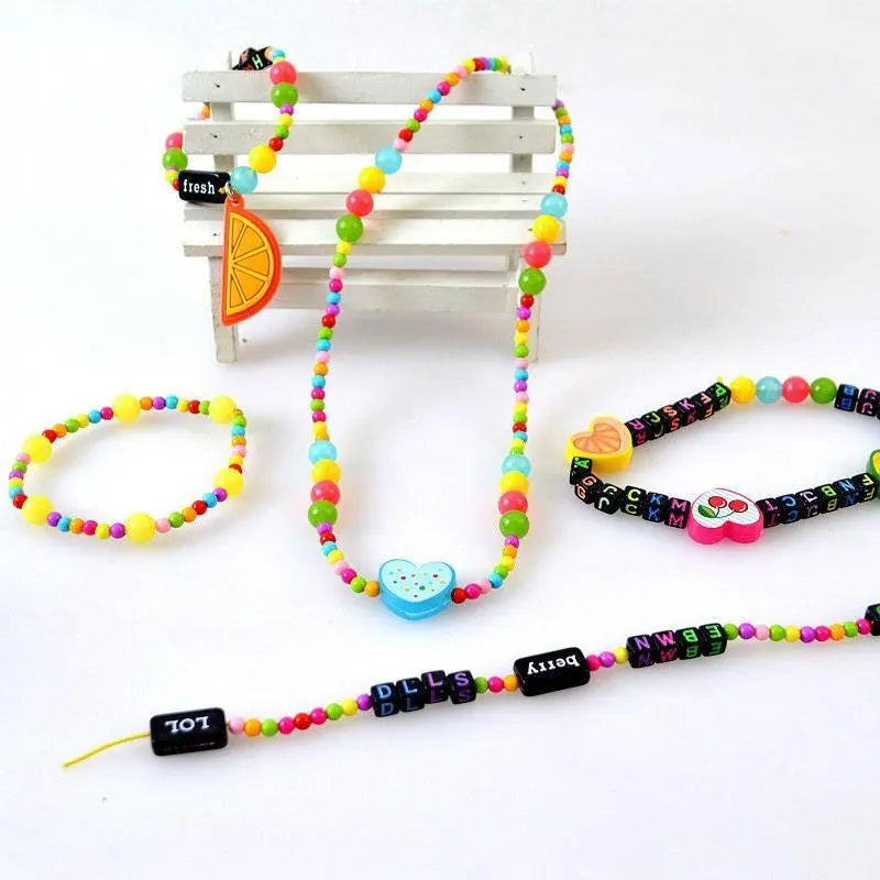 DIY Kids Jewelry Making Kit DIY Kids Craft Kit Name Bracelet Colorful Plastic Beading Findings Charms Gift for Girls Initial Beads Fun Craft