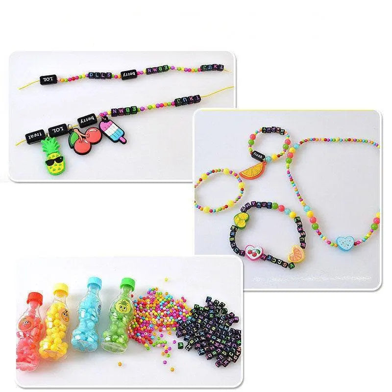 DIY Kids Jewelry Making Kit DIY Kids Craft Kit Name Bracelet Colorful Plastic Beading Findings Charms Gift for Girls Initial Beads Fun Craft