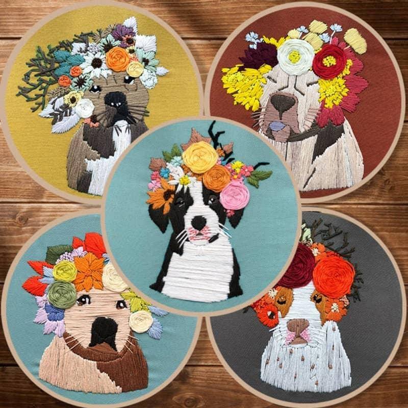 Dogs Embroidery Kit Puppy Embroidery For Beginners