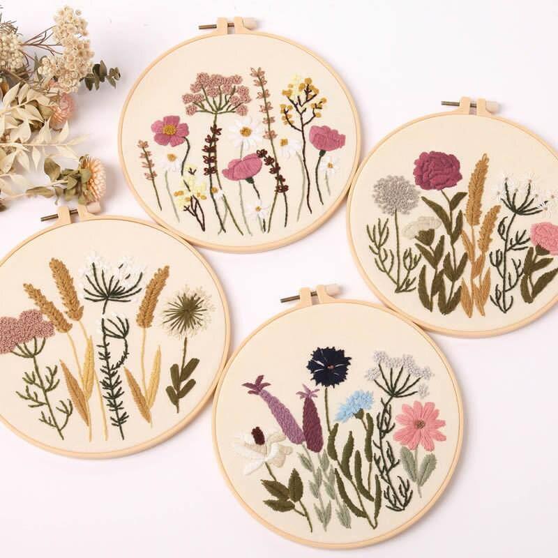 Dried Flowers Embroidery Kit Floral Pattern 