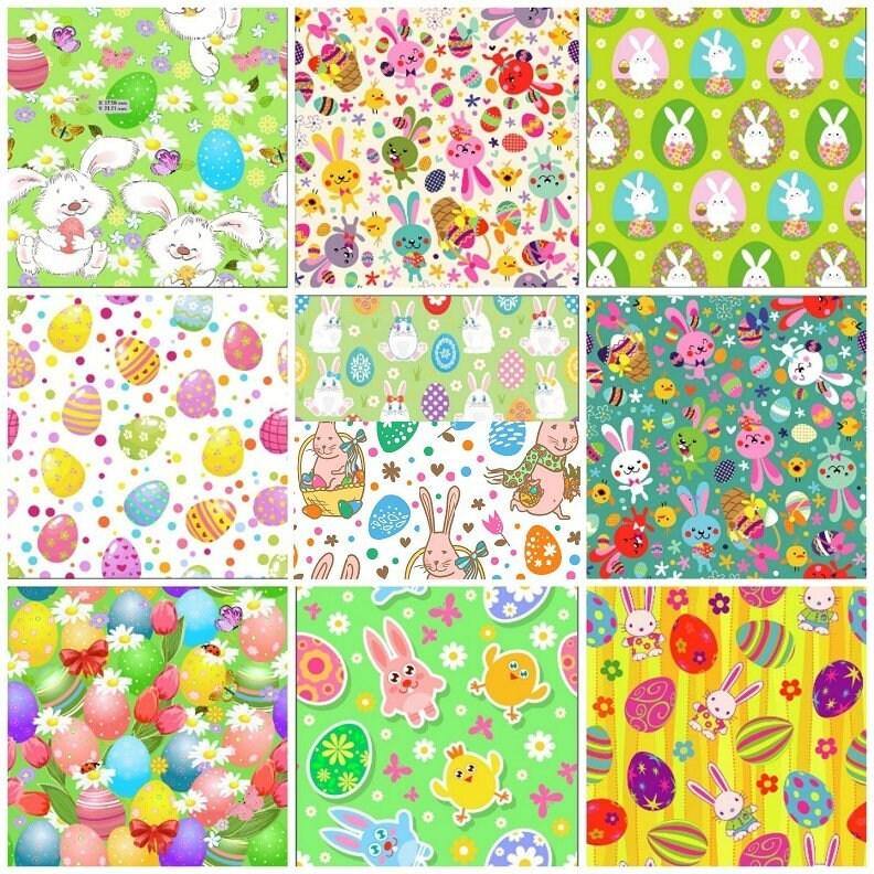 Easter Bunny Pattern Fabric Squares Decorative Cloth Diy Patchwork