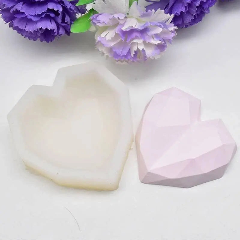 Geometric Heart Mold Heart Candle Mold Soap Making Tool Keychain Pendant Mould Resin Casting Supplies