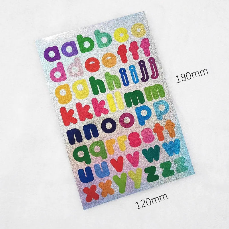 Glitter Alphanumeric Stickers Numbers English Alphabet Stickers Sheets Scrapbook Decoration Colorful Self Adhesive Cute Letter Stickers