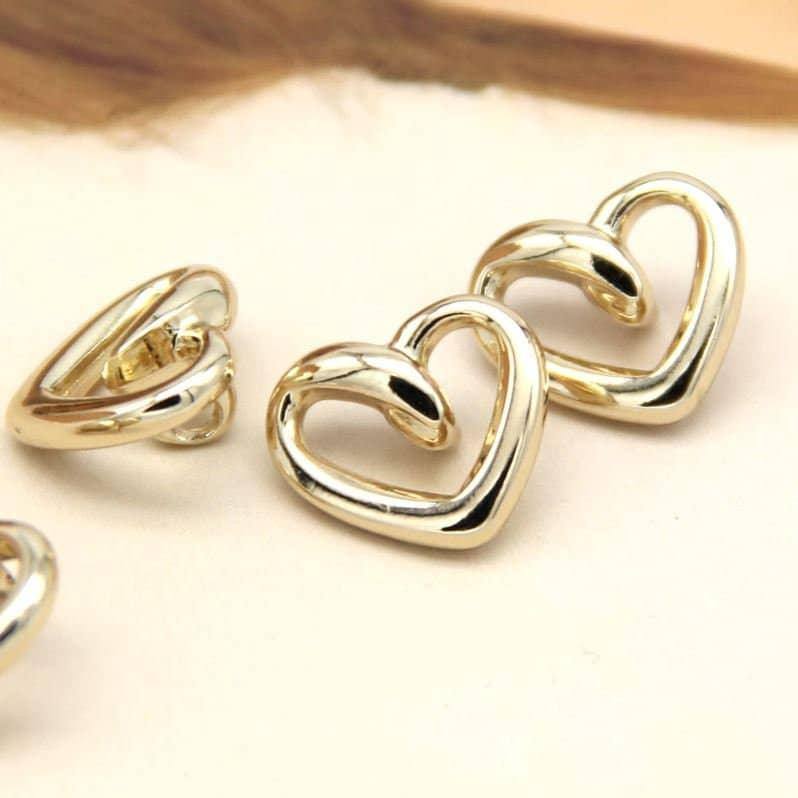 Metal Heart Button Gold Metal Buttons DIY Dressmaking Sewing Accessories