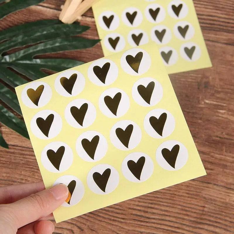 Gold Heart Sticker Sheet Golden Stickers Scrapbook Embellishments