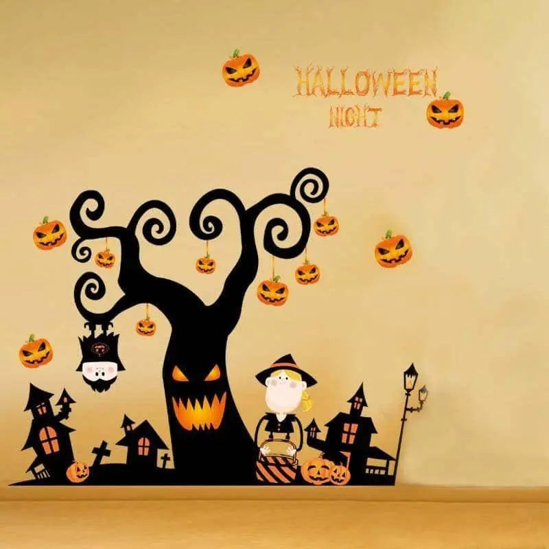 Halloween Wall Sticker Store Window Decals Removable Cartoon Pumpkin Wallpapers