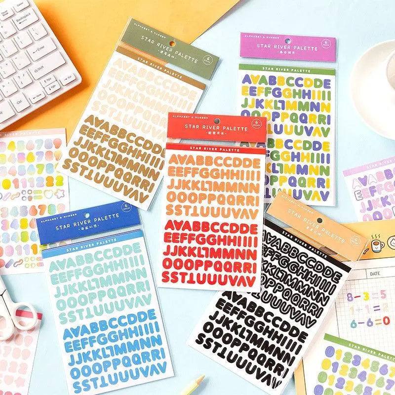Letters and Numbers Sticker Sheets Alphabet Sticker Pack Scrapbook Supplies