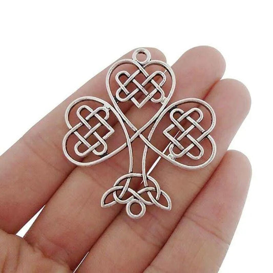 Set of five 41×46 mm shamrock pendants for DIY jewelry