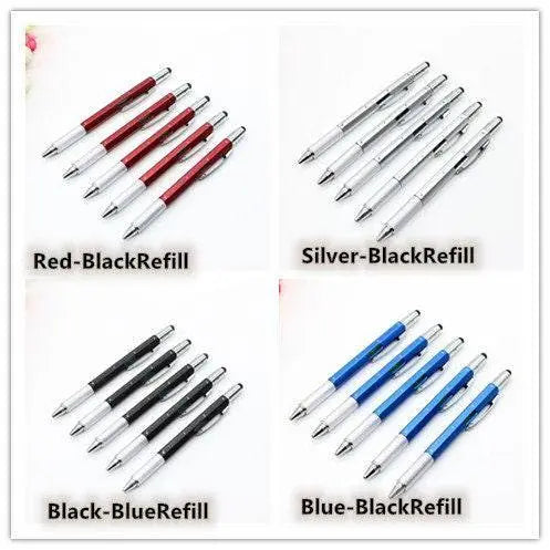 Multipurpose Pen 4 Set Everyday Tool Ruler Spirit Level Screwdriver Capacitive Stylus Office School Supplies Teacher Gift Idea
