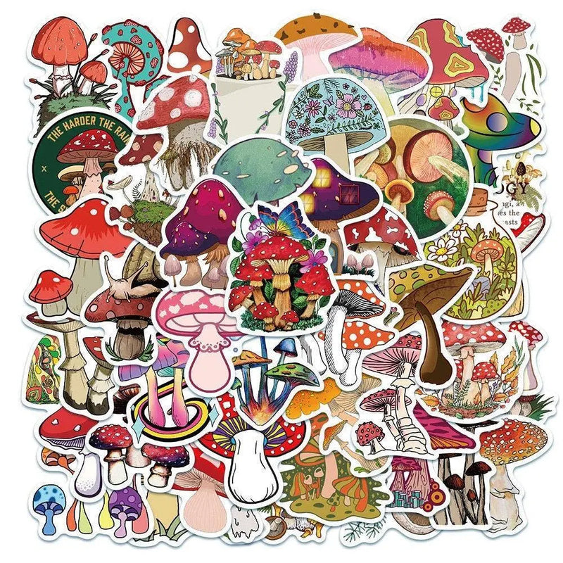 Mushroom Stickers Scrapbook Supplies Planner Stickers Bullet Journal Decor Phone Case Stickers Laptop Decal Cute Stickers 50pcs