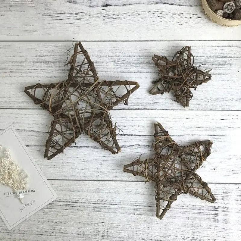 Rattan star wreaths Christmas decoration unfinished wreath natural wood