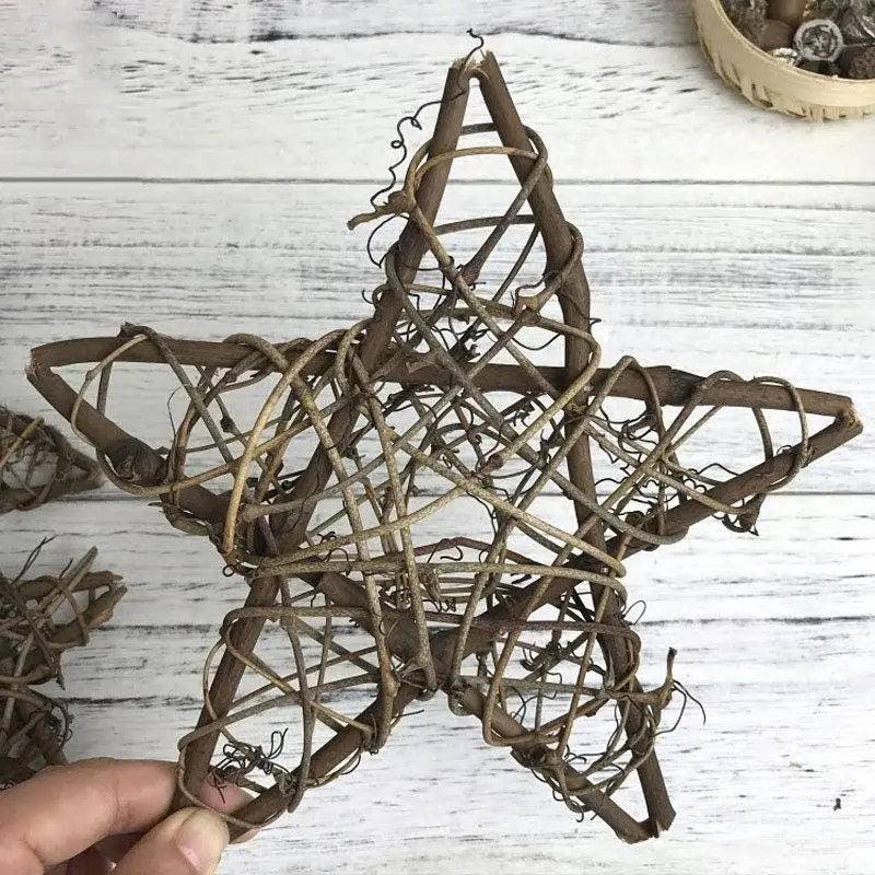 Rattan star wreaths Christmas decoration unfinished wreath natural wood