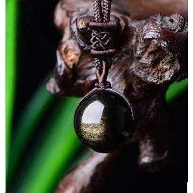 Real Obsidian Round Pendant Necklace - Healing Crystal Jewelry - DiyCraftsProject