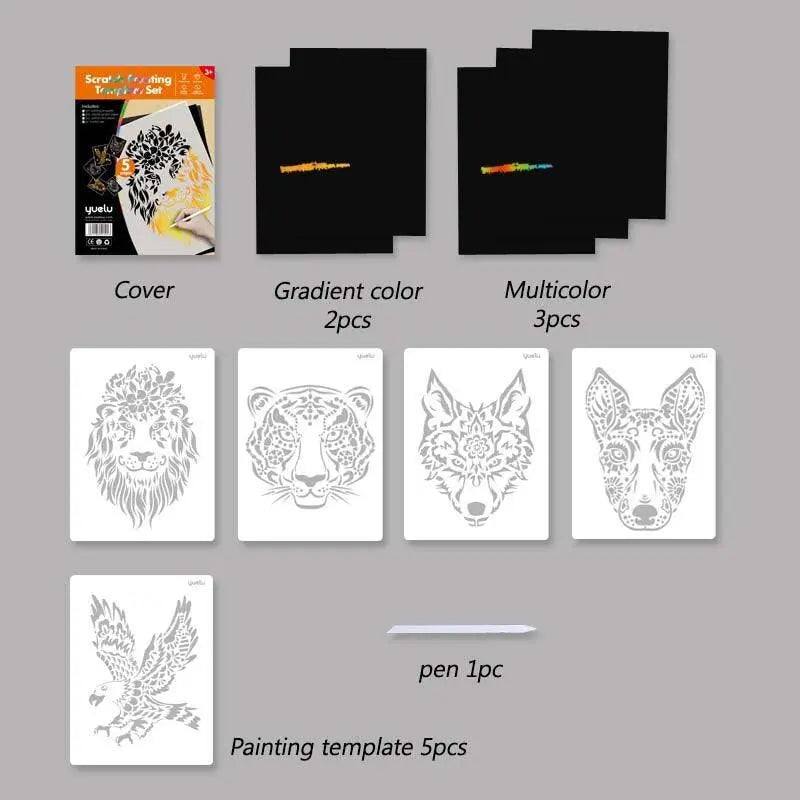 Scratch painting set stencil painting kit for kids and adults